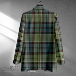 ScotsTee Shop MacIsaac Weathered Clan Crest Casual Tartan Flat Lapel Collar Blazer Tartan Blazer Cotton