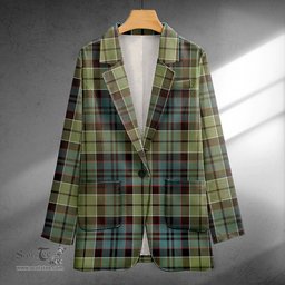 ScotsTee Shop MacIsaac Weathered Clan Crest Casual Tartan Flat Lapel Collar Blazer Tartan Blazer Cotton