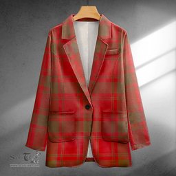 ScotsTee Shop MacQuarrie (MacGuarie) Weathered Clan Crest Casual Tartan Flat Lapel Collar Blazer Tartan Blazer Cotton