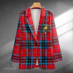 ScotsTee Shop MacTavish Modern Clan Crest Casual Tartan Flat Lapel Collar Blazer Tartan Blazer Cotton