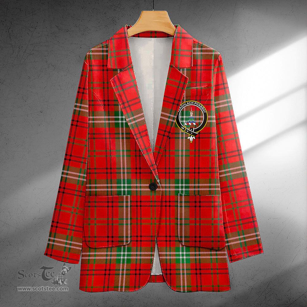 ScotsTee Shop Morrison Modern Clan Crest Casual Tartan Flat Lapel Collar Blazer Tartan Blazer Cotton
