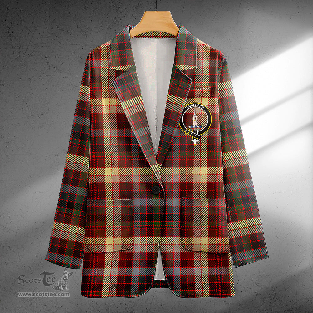 ScotsTee Shop MacKay of Strathnaver Modern Clan Crest Casual Tartan Flat Lapel Collar Blazer Tartan Blazer Cotton