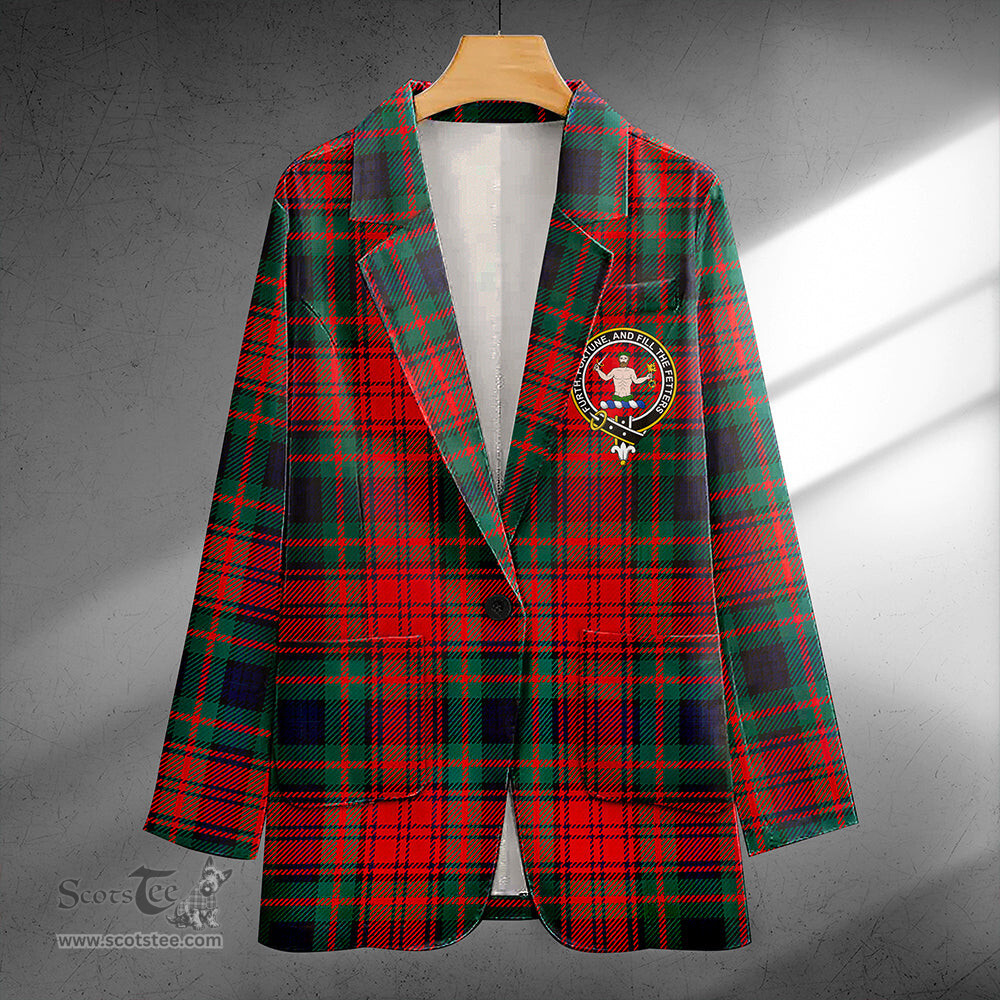 ScotsTee Shop Murray of Atholl Red Dress (Murray of Atholl; Red Dress) Modern Clan Crest Casual Tartan Flat Lapel Collar Blazer Tartan Blazer Cotton