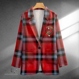 ScotsTee Shop MacLaine of LochBuie (Cockburn) (MacLaine of LochBuie) Weathered Clan Crest Casual Tartan Flat Lapel Collar Blazer Tartan Blazer Cotton