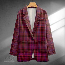 ScotsTee Shop MacIntyre of Littleport Weathered Clan Crest Casual Tartan Flat Lapel Collar Blazer Tartan Blazer Cotton