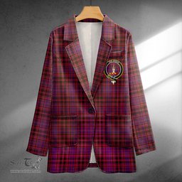 ScotsTee Shop MacIntyre of Littleport Weathered Clan Crest Casual Tartan Flat Lapel Collar Blazer Tartan Blazer Cotton
