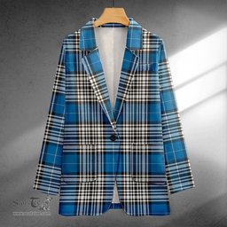 ScotsTee Shop Napier Ancient Clan Crest Casual Tartan Flat Lapel Collar Blazer Tartan Blazer Cotton