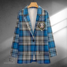 ScotsTee Shop Napier Ancient Clan Crest Casual Tartan Flat Lapel Collar Blazer Tartan Blazer Cotton