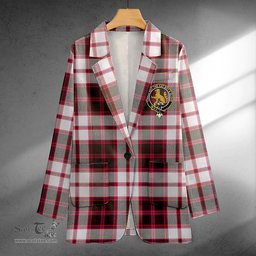 ScotsTee Shop MacPherson of Pitmain Weathered Clan Crest Casual Tartan Flat Lapel Collar Blazer Tartan Blazer Cotton