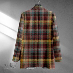 ScotsTee Shop MacKay of Strathnaver Weathered Clan Crest Casual Tartan Flat Lapel Collar Blazer Tartan Blazer Cotton