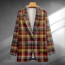 ScotsTee Shop MacKay of Strathnaver Weathered Clan Crest Casual Tartan Flat Lapel Collar Blazer Tartan Blazer Cotton