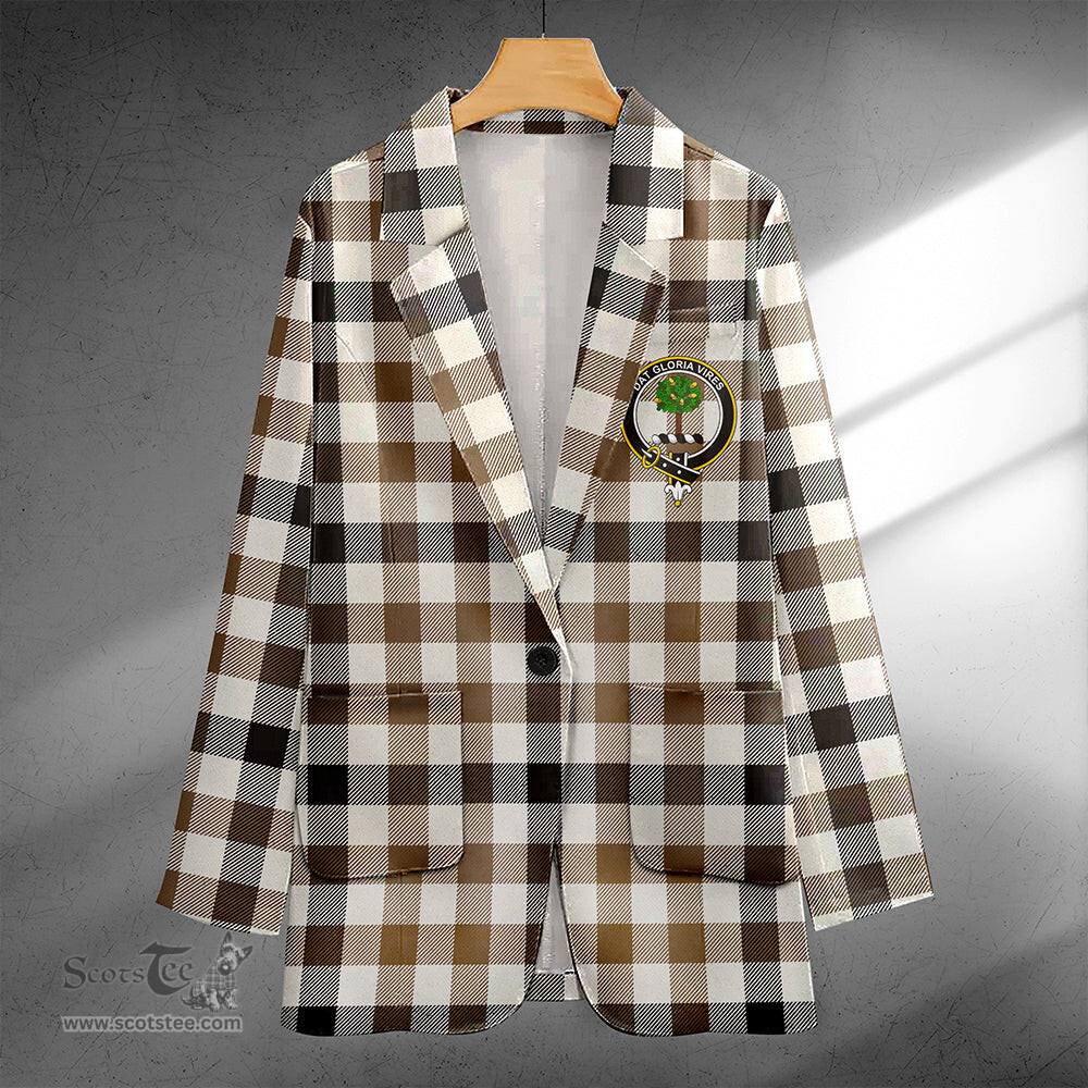 ScotsTee Shop Hogg Ancient Clan Crest Casual Tartan Flat Lapel Collar Blazer Tartan Blazer Cotton