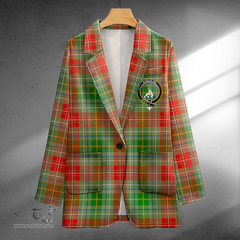 ScotsTee Shop Muirhead Ancient Clan Crest Casual Tartan Flat Lapel Collar Blazer Tartan Blazer Cotton