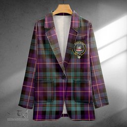 ScotsTee Shop MacNeil of Barra Old (MacNeill Old) Weathered Clan Crest Casual Tartan Flat Lapel Collar Blazer Tartan Blazer Cotton