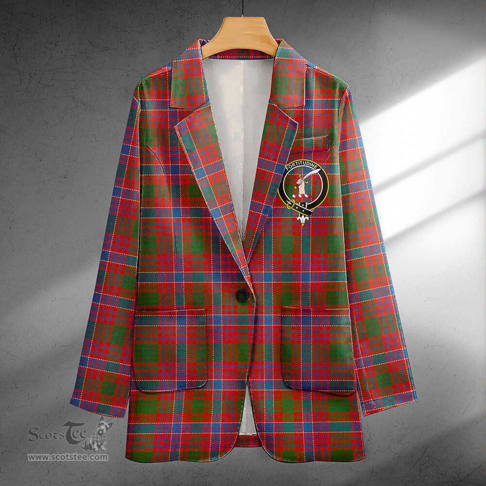 ScotsTee Shop MacRae Ancient Clan Crest Casual Tartan Flat Lapel Collar Blazer Tartan Blazer Cotton