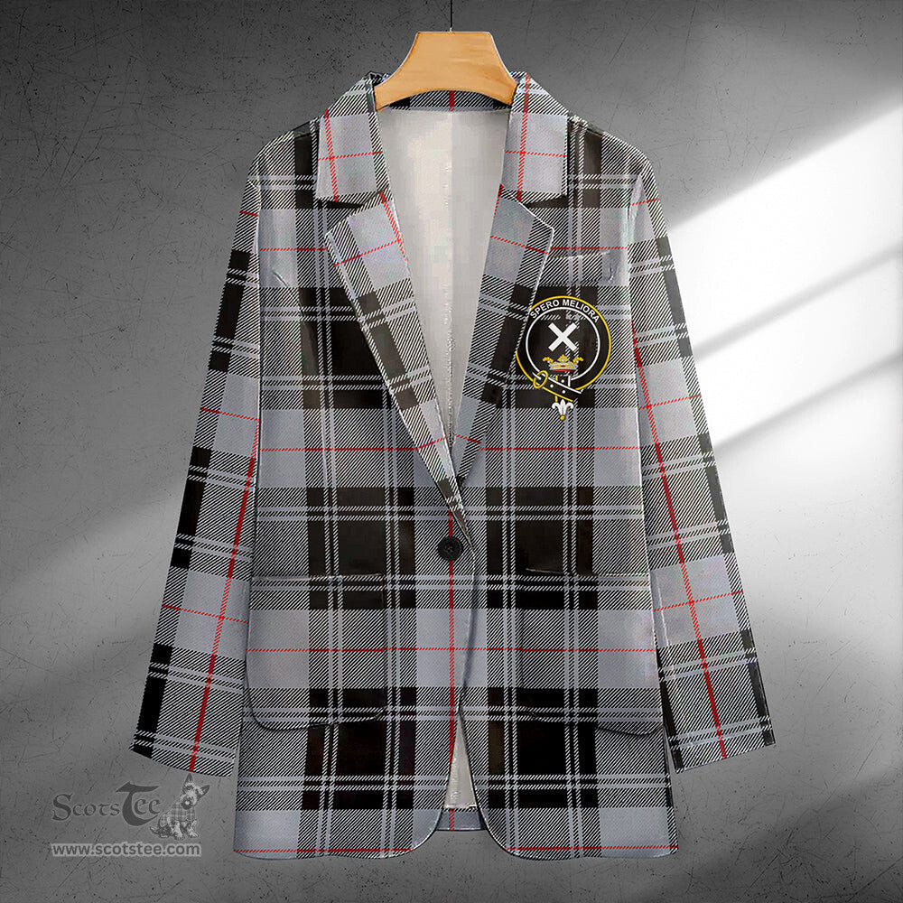 ScotsTee Shop Moffat Modern Clan Crest Casual Tartan Flat Lapel Collar Blazer Tartan Blazer Cotton
