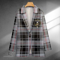 ScotsTee Shop Moffat Modern Clan Crest Casual Tartan Flat Lapel Collar Blazer Tartan Blazer Cotton