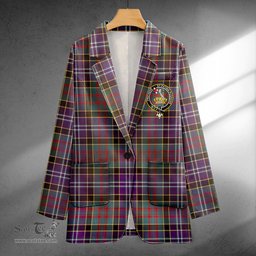 ScotsTee Shop Paisley Drennan (Drennan Drennan) Weathered Clan Crest Casual Tartan Flat Lapel Collar Blazer Tartan Blazer Cotton