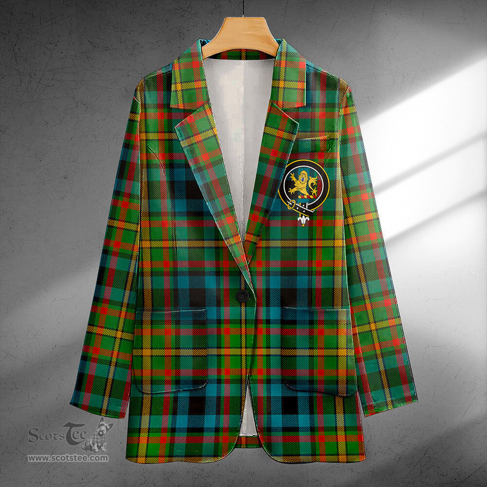 ScotsTee Shop MacLeish Ancient Clan Crest Casual Tartan Flat Lapel Collar Blazer Tartan Blazer Cotton
