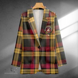 ScotsTee Shop MacMillan Weathered Clan Crest Casual Tartan Flat Lapel Collar Blazer Tartan Blazer Cotton