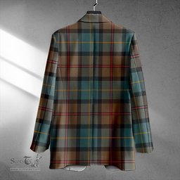 ScotsTee Shop MacLeod of Assynt Weathered Clan Crest Casual Tartan Flat Lapel Collar Blazer Tartan Blazer Cotton