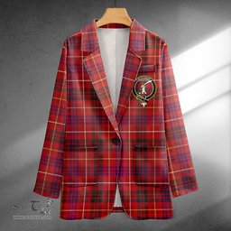ScotsTee Shop MacRae of Inverinate Weathered Clan Crest Casual Tartan Flat Lapel Collar Blazer Tartan Blazer Cotton