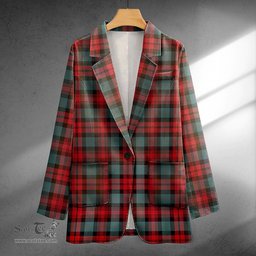 ScotsTee Shop MacLachlan Weathered Clan Crest Casual Tartan Flat Lapel Collar Blazer Tartan Blazer Cotton