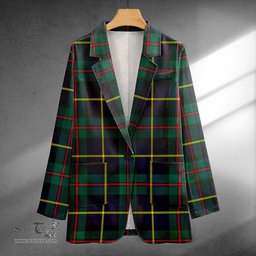 ScotsTee Shop MacLeod of Harris (MacLeod Hunting) Modern Clan Crest Casual Tartan Flat Lapel Collar Blazer Tartan Blazer Cotton