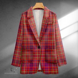 ScotsTee Shop MacLeod Red Weathered Clan Crest Casual Tartan Flat Lapel Collar Blazer Tartan Blazer Cotton