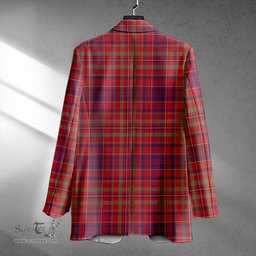ScotsTee Shop MacLeod Red Weathered Clan Crest Casual Tartan Flat Lapel Collar Blazer Tartan Blazer Cotton