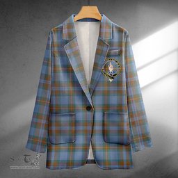ScotsTee Shop Miller Weathered Clan Crest Casual Tartan Flat Lapel Collar Blazer Tartan Blazer Cotton