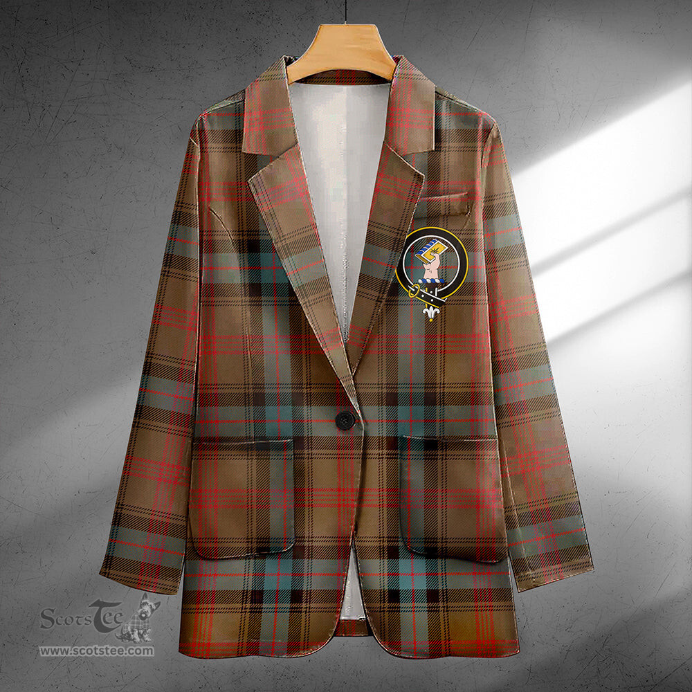 ScotsTee Shop Park Weathered Clan Crest Casual Tartan Flat Lapel Collar Blazer Tartan Blazer Cotton
