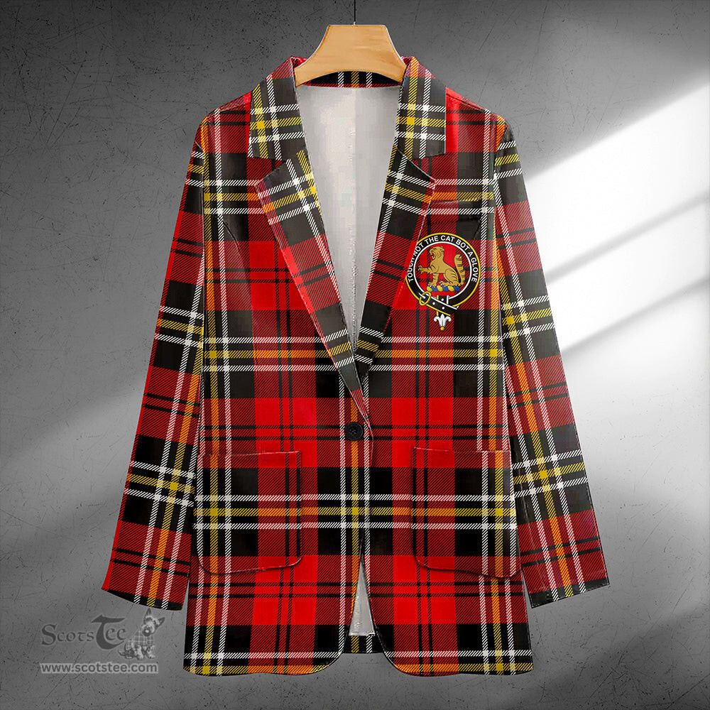 ScotsTee Shop MacPherson of Cluny Red Modern Clan Crest Casual Tartan Flat Lapel Collar Blazer Tartan Blazer Cotton