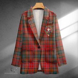 ScotsTee Shop Murray of Atholl Red Dress (Murray of Atholl; Red Dress) Weathered Clan Crest Casual Tartan Flat Lapel Collar Blazer Tartan Blazer Cotton