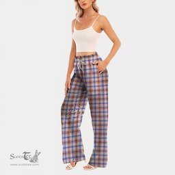 ScotsTee Shop Scottish Boswell Modern Clan Tartan Womens Waist Fungus Edge Wide Leg Pants Tartan Pants