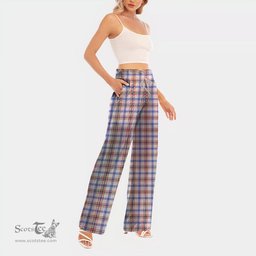 ScotsTee Shop Scottish Boswell Modern Clan Tartan Womens Waist Fungus Edge Wide Leg Pants Tartan Pants