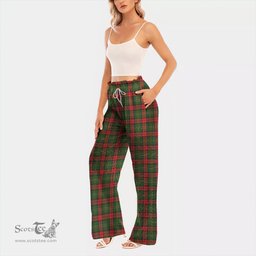 ScotsTee Shop Scottish Blackstock Clan Tartan Womens Waist Fungus Edge Wide Leg Pants Tartan Pants