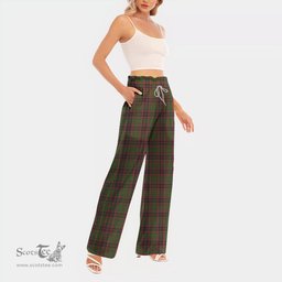 ScotsTee Shop Scottish Buchan Modern Clan Tartan Womens Waist Fungus Edge Wide Leg Pants Tartan Pants