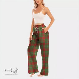 ScotsTee Shop Scottish MacGregor Modern Clan Tartan Womens Waist Fungus Edge Wide Leg Pants Tartan Pants