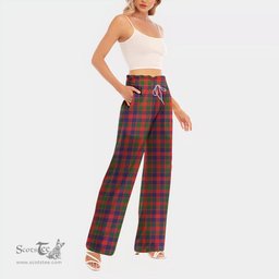 ScotsTee Shop Scottish Gow Modern Clan Tartan Womens Waist Fungus Edge Wide Leg Pants Tartan Pants