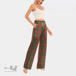 ScotsTee Shop Scottish Hay Ancient Clan Tartan Womens Waist Fungus Edge Wide Leg Pants Tartan Pants