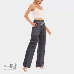 ScotsTee Shop Scottish Guthrie Modern Clan Tartan Womens Waist Fungus Edge Wide Leg Pants Tartan Pants
