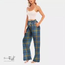 ScotsTee Shop Scottish Laing Clan Tartan Womens Waist Fungus Edge Wide Leg Pants Tartan Pants