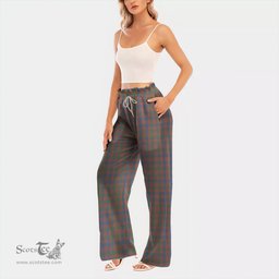 ScotsTee Shop Scottish MacIntyre Ancient Clan Tartan Womens Waist Fungus Edge Wide Leg Pants Tartan Pants