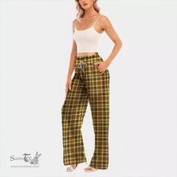 ScotsTee Shop Scottish Jardine Clan Tartan Womens Waist Fungus Edge Wide Leg Pants Tartan Pants