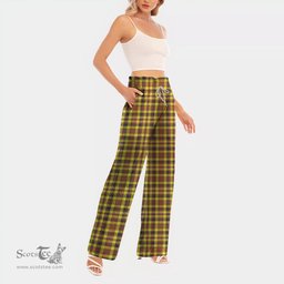 ScotsTee Shop Scottish Jardine Clan Tartan Womens Waist Fungus Edge Wide Leg Pants Tartan Pants