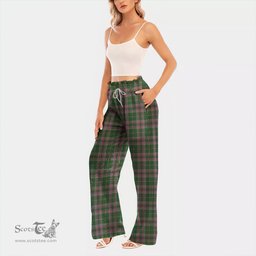 ScotsTee Shop Scottish Gray Hunting Clan Tartan Womens Waist Fungus Edge Wide Leg Pants Tartan Pants