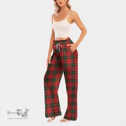 ScotsTee Shop Scottish Kerr Modern Clan Tartan Womens Waist Fungus Edge Wide Leg Pants Tartan Pants