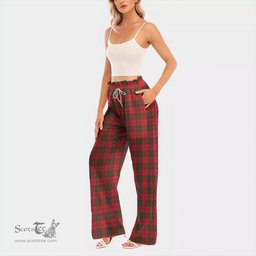 ScotsTee Shop Scottish Grant Modern Clan Tartan Womens Waist Fungus Edge Wide Leg Pants Tartan Pants