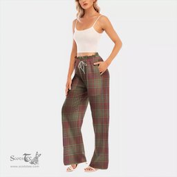 ScotsTee Shop Scottish MacGillivray Hunting Ancient Clan Tartan Womens Waist Fungus Edge Wide Leg Pants Tartan Pants